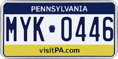 PA license plate MYK0446