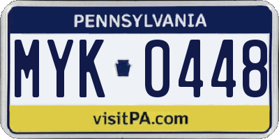PA license plate MYK0448
