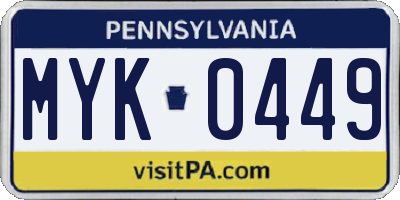 PA license plate MYK0449