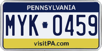 PA license plate MYK0459
