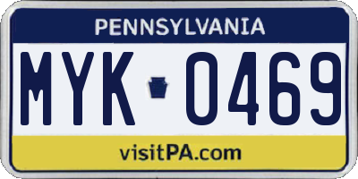 PA license plate MYK0469