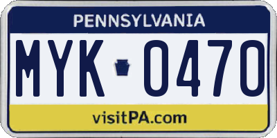 PA license plate MYK0470