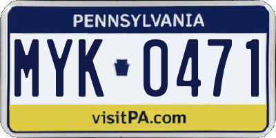 PA license plate MYK0471
