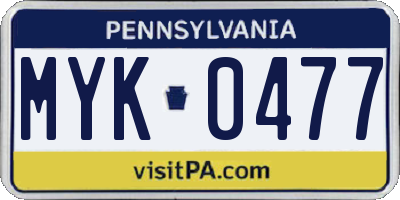 PA license plate MYK0477