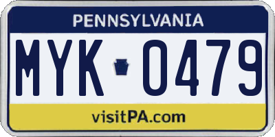 PA license plate MYK0479