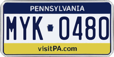 PA license plate MYK0480