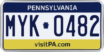 PA license plate MYK0482