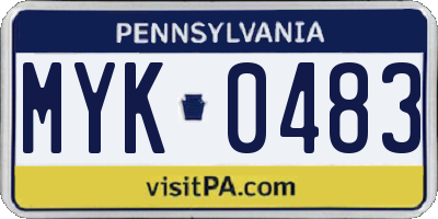 PA license plate MYK0483