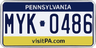 PA license plate MYK0486