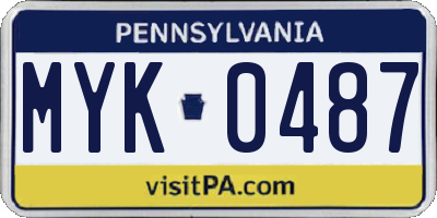 PA license plate MYK0487