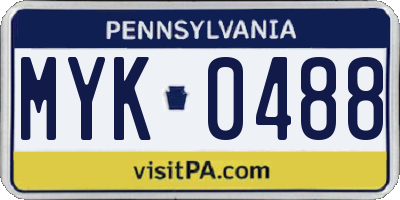 PA license plate MYK0488