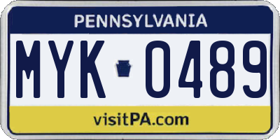 PA license plate MYK0489
