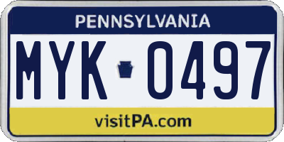 PA license plate MYK0497