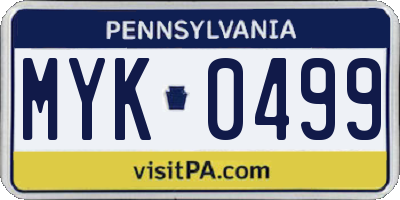 PA license plate MYK0499