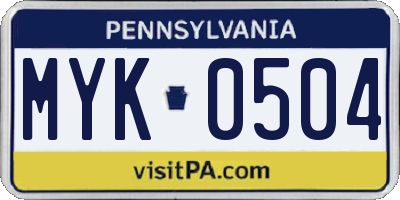 PA license plate MYK0504