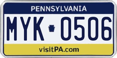 PA license plate MYK0506