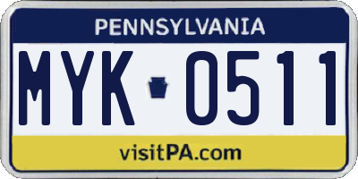 PA license plate MYK0511