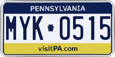 PA license plate MYK0515