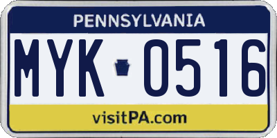 PA license plate MYK0516
