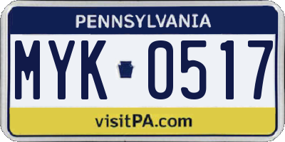 PA license plate MYK0517