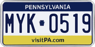 PA license plate MYK0519