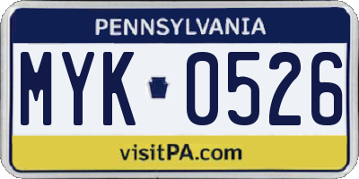 PA license plate MYK0526
