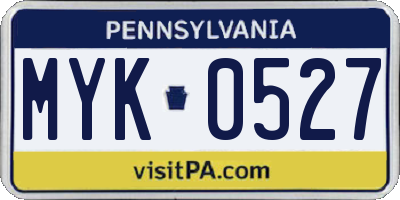 PA license plate MYK0527