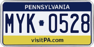 PA license plate MYK0528