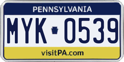 PA license plate MYK0539