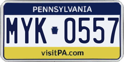 PA license plate MYK0557