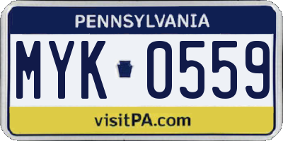 PA license plate MYK0559