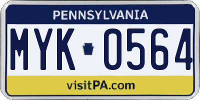 PA license plate MYK0564