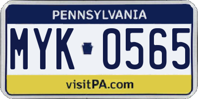 PA license plate MYK0565