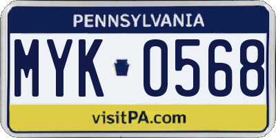 PA license plate MYK0568