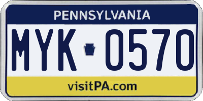 PA license plate MYK0570