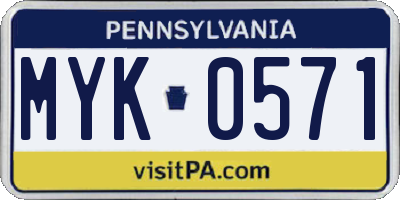 PA license plate MYK0571