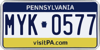 PA license plate MYK0577