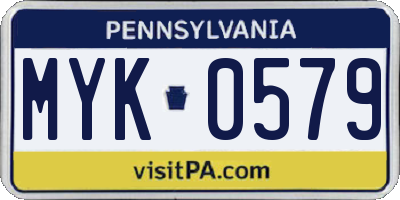 PA license plate MYK0579