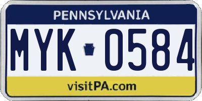 PA license plate MYK0584