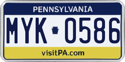 PA license plate MYK0586