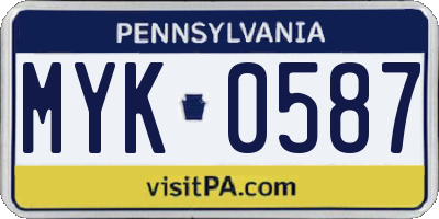 PA license plate MYK0587