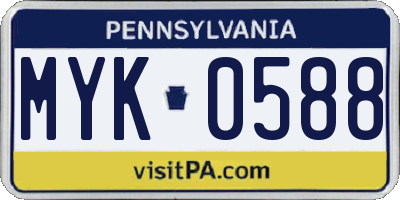 PA license plate MYK0588
