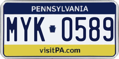 PA license plate MYK0589