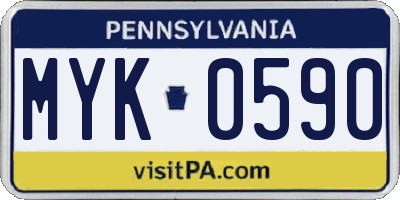 PA license plate MYK0590