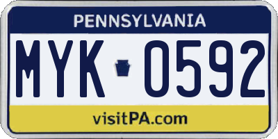 PA license plate MYK0592