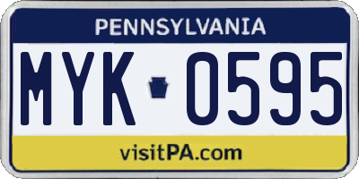 PA license plate MYK0595