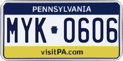 PA license plate MYK0606