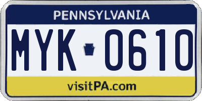 PA license plate MYK0610