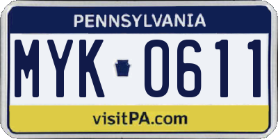 PA license plate MYK0611