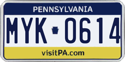 PA license plate MYK0614